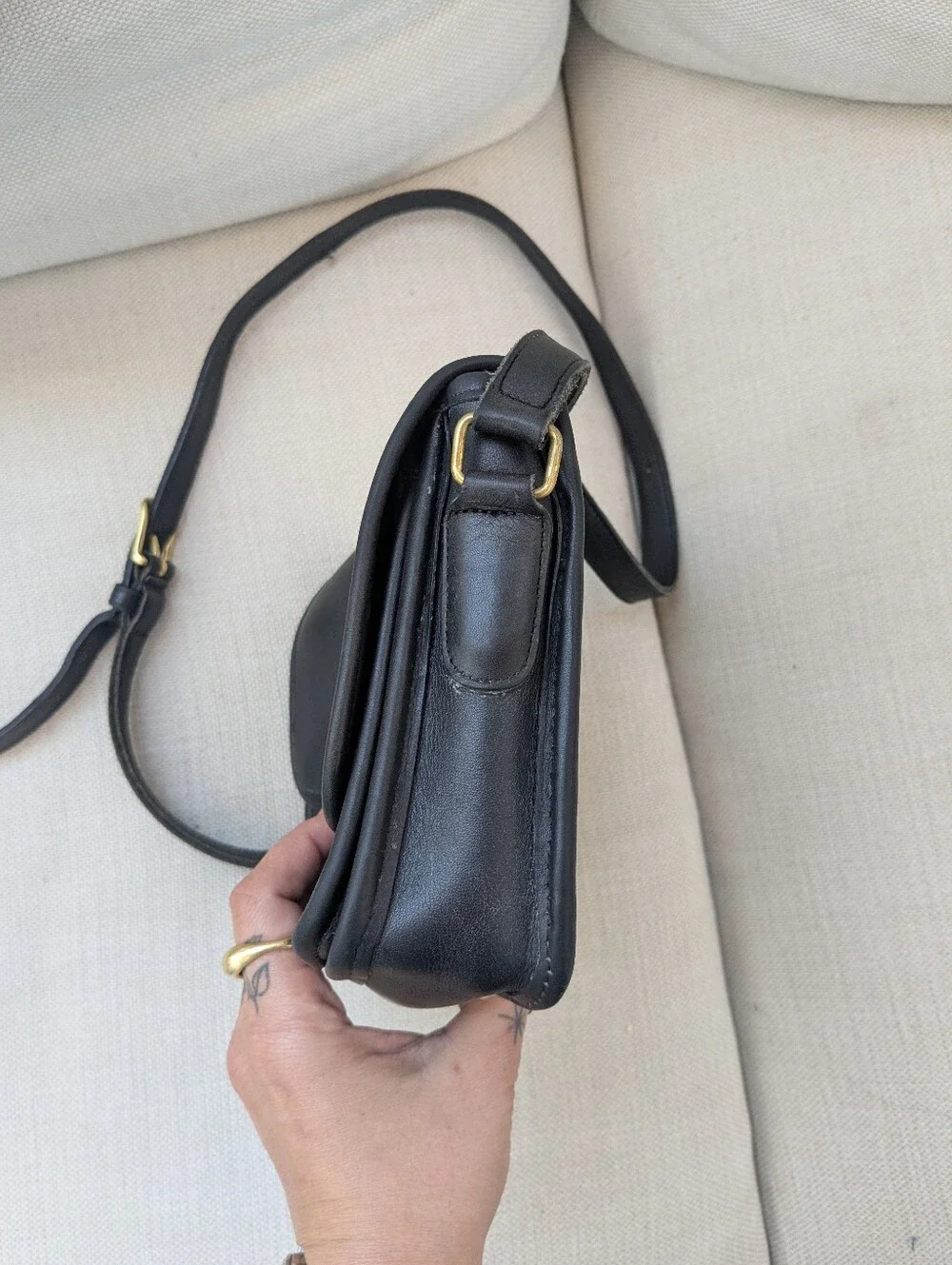 Vintage 90s Black Coach Compartment Bag 9850